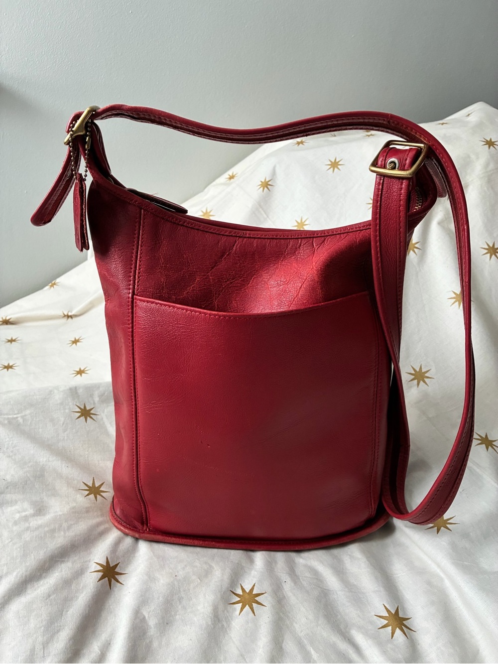 Vintage Coach Legacy Slim Duffle Sac 9060 Red Leather